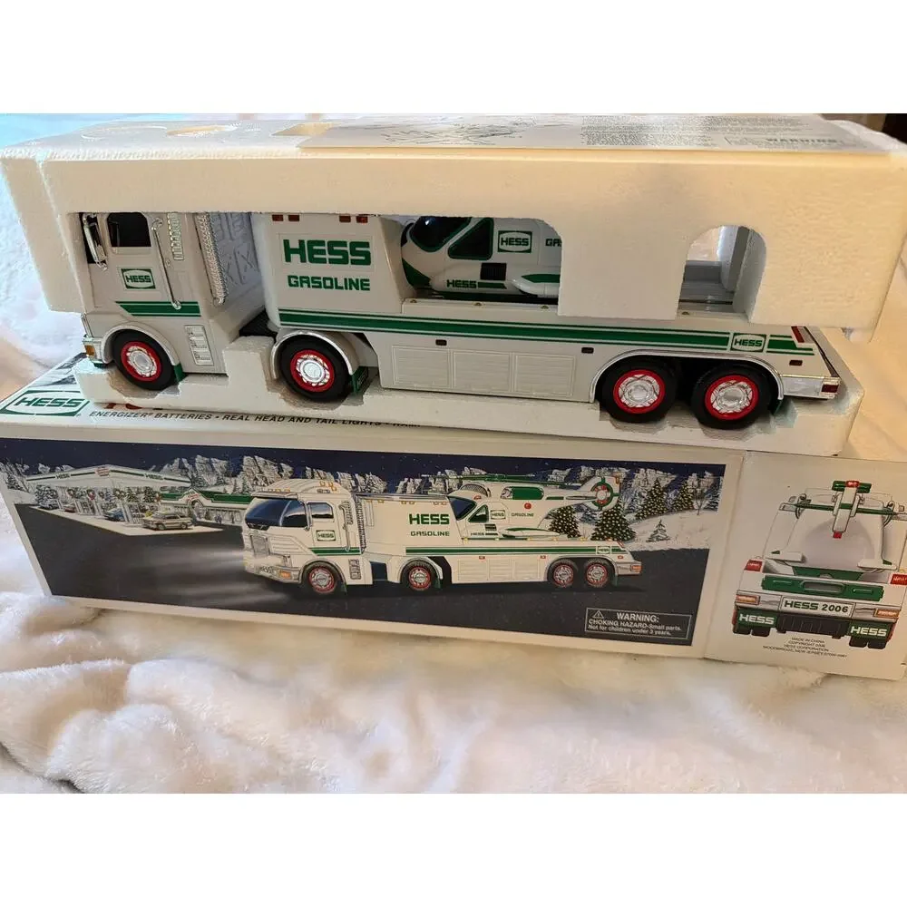 2006 Hess Toy Truck & Helicopter Gasoline Transport w/ Box Instructions
